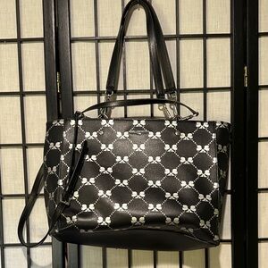 Karl Lagerfeld Paris Large Tote Black Silver Handles and Shoulder Strap